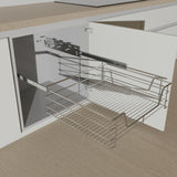 Panier tiroir télescopique Chromé pour meuble 50cm