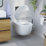 Abattant WC ovale en MDF blanc avec frein de chute GAIA