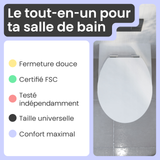 Abattant WC ovale en MDF blanc avec frein de chute GAIA