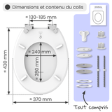 Abattant WC ovale en MDF blanc avec frein de chute GAIA
