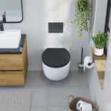 Abattant WC ovale en MDF noir avec frein de chute GAIA