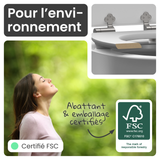 Abattant WC ovale en MDF noir avec frein de chute GAIA