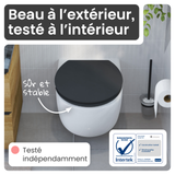 Abattant WC ovale en MDF noir avec frein de chute GAIA