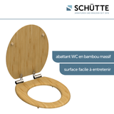 Abattant WC en Bambou massif BAMBOO avec frein de chute