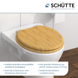 Abattant WC en Bambou massif BAMBOO avec frein de chute