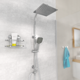 Colonne de douche EASY DELUXE chromé avec pommeau de douche effet pluie - raclette incluse