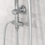 Colonne de douche EASY DELUXE chromé avec pommeau de douche effet pluie - raclette incluse