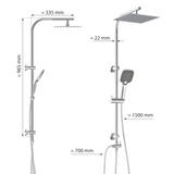 Colonne de douche EASY DELUXE chromé avec pommeau de douche effet pluie - raclette incluse