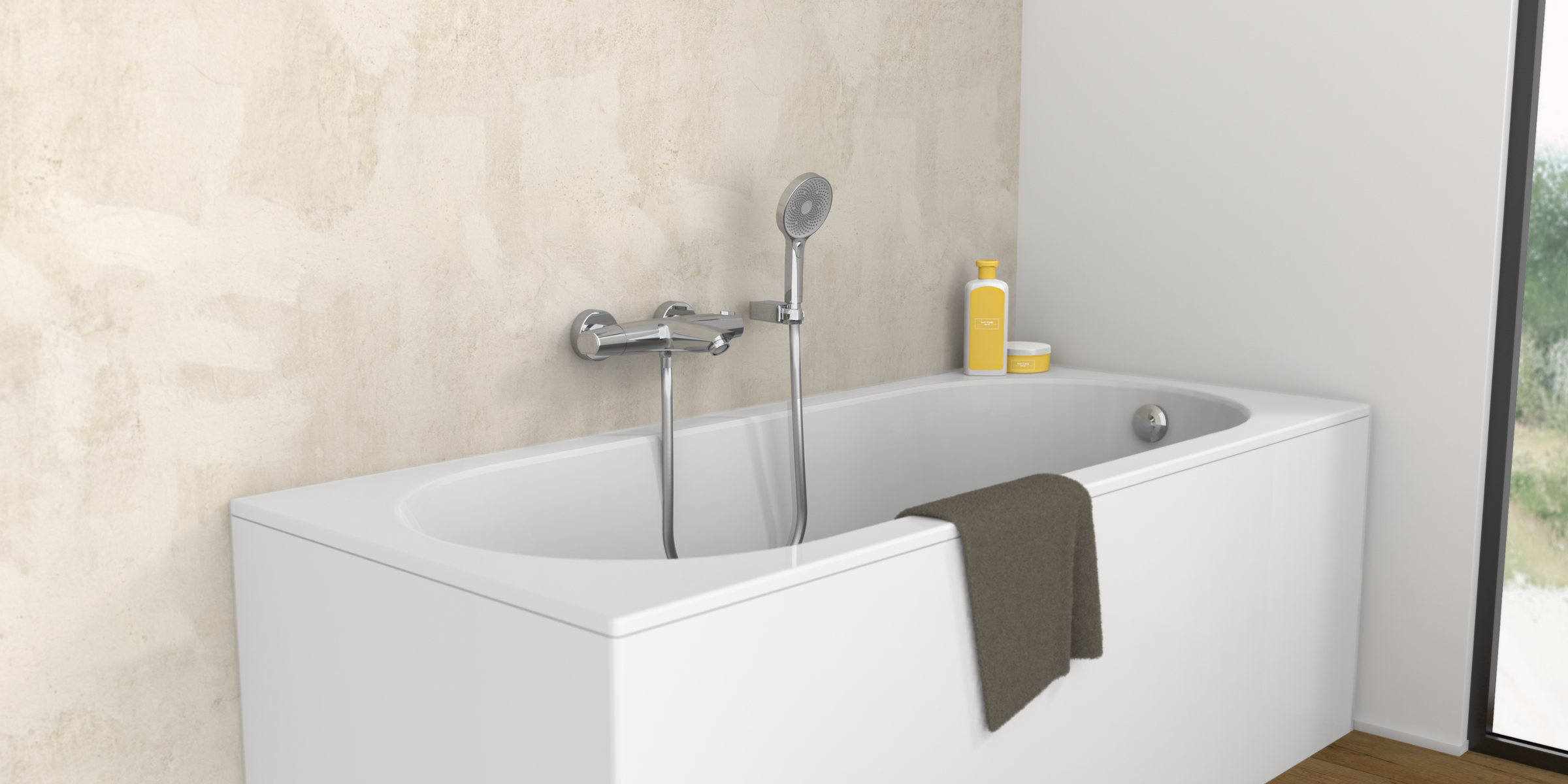 Mitigeur baignoire T2 chromé, contrôle précis et design intemporel.