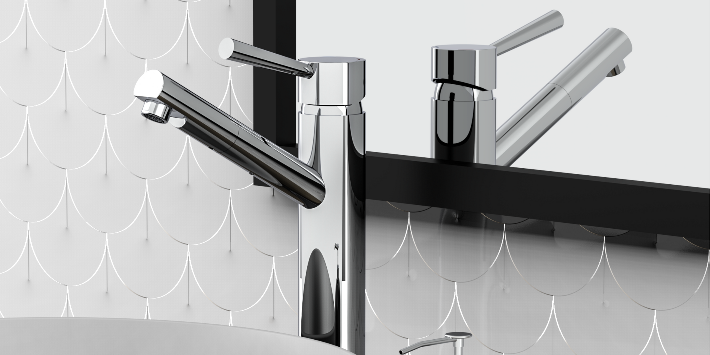 Mitigeur CORNWALL haut chromé, design raffiné et ergonomie optimale.