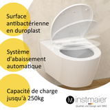 Abattant WC ovale en duroplast blanc avec frein de chute - WHITE