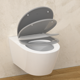 Abattant WC ovale en duroplast gris avec frein de chute ALMA