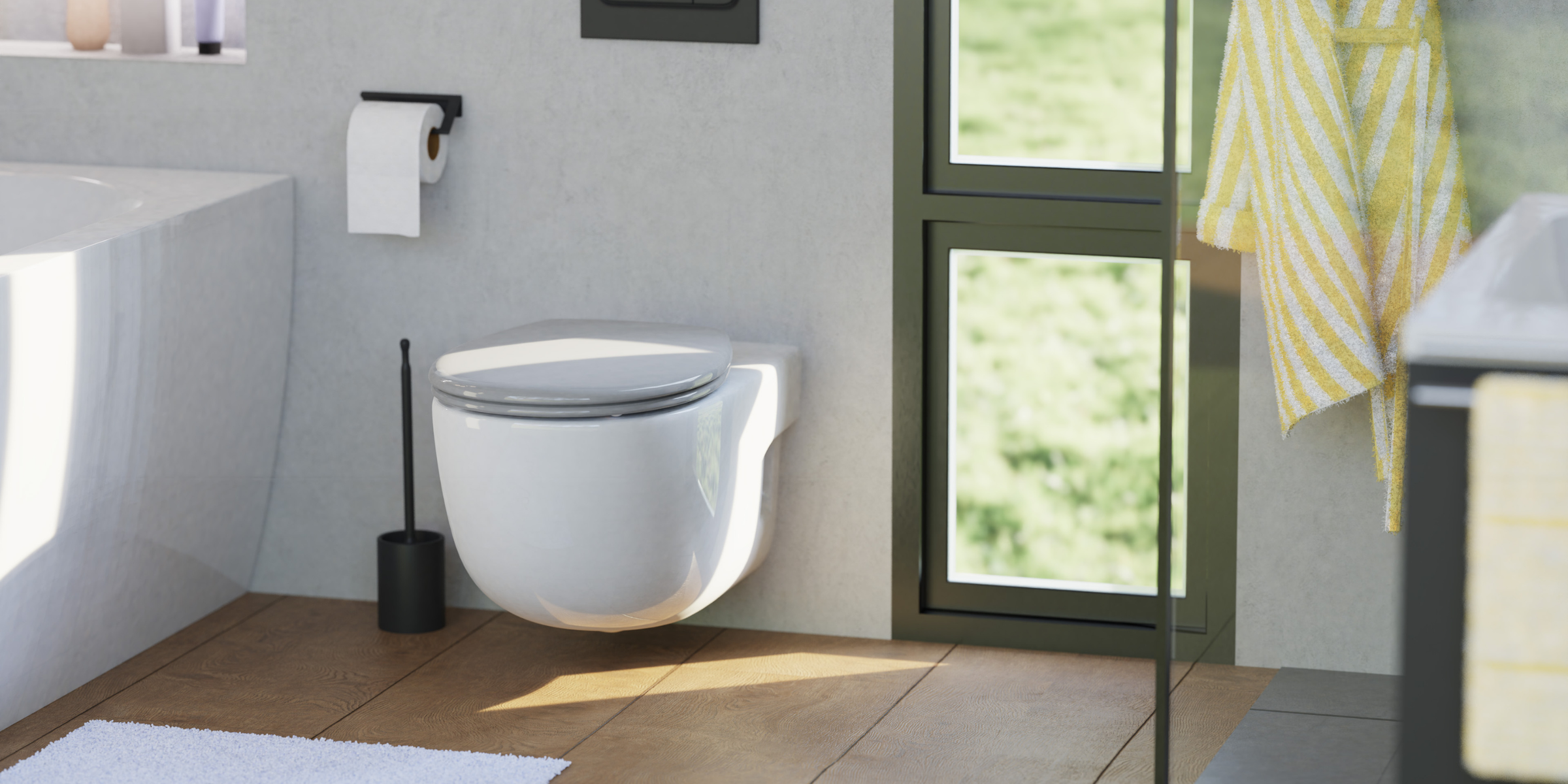 Abattant WC ovale en duroplast gris avec frein de chute ALMA, coloris minéral moderne et système de fixation stable.