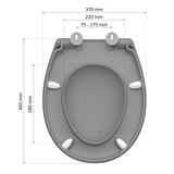 Abattant WC ovale en duroplast gris avec frein de chute ALMA