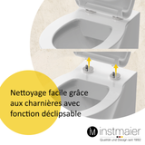 Abattant WC forme en D en duroplast blanc avec frein de chute