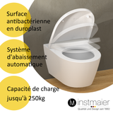 Abattant WC forme en D en duroplast blanc avec frein de chute