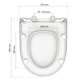 Abattant WC forme en D en duroplast blanc avec frein de chute