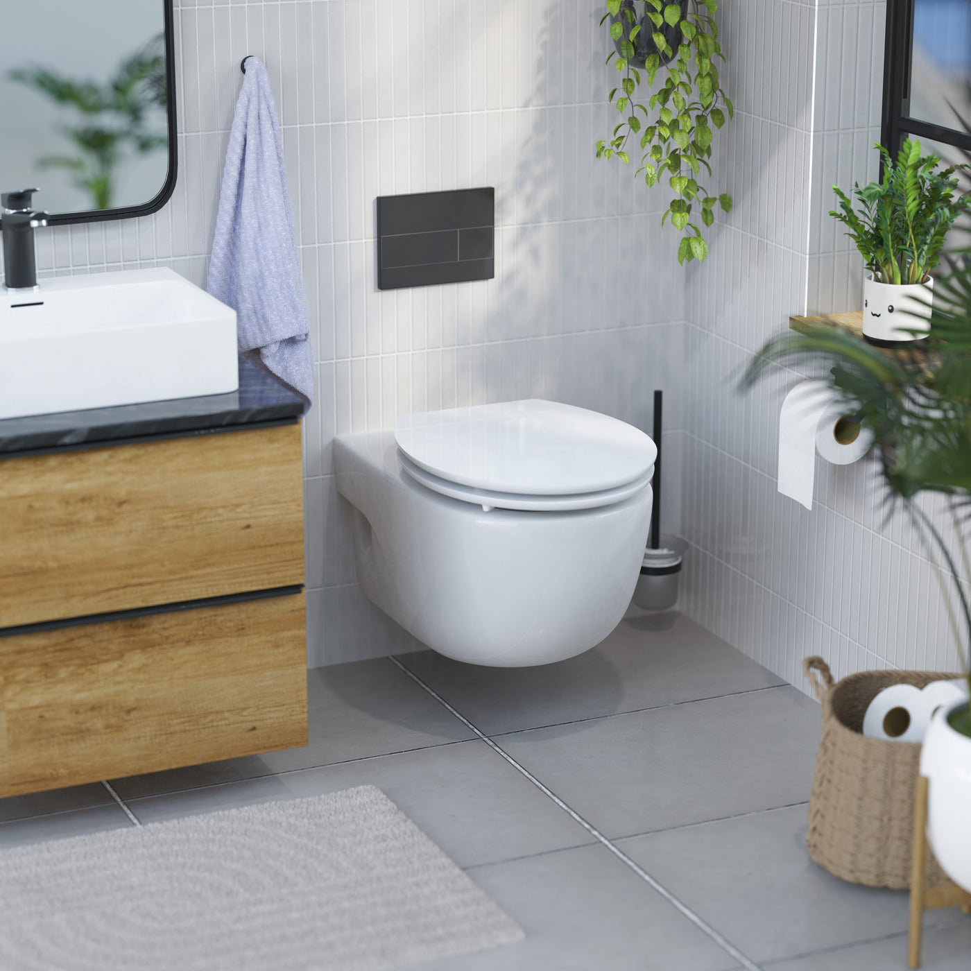 Abattant WC ovale en MDF blanc avec frein de chute GAIA