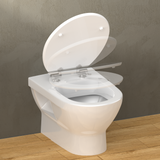 Abattant WC ovale en MDF blanc avec frein de chute GAIA