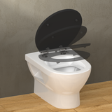 Abattant WC ovale en MDF noir avec frein de chute GAIA