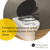 Abattant WC ovale en MDF noir avec frein de chute