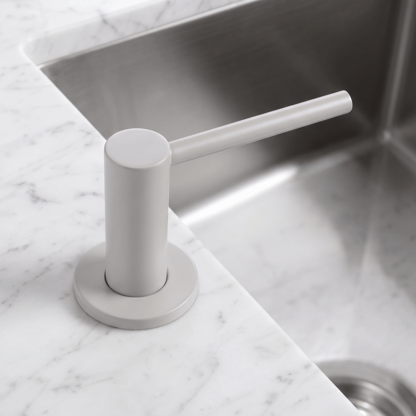 Distributeur savon cuisine encastrable inox massif gris perle Luisina BOBBY
