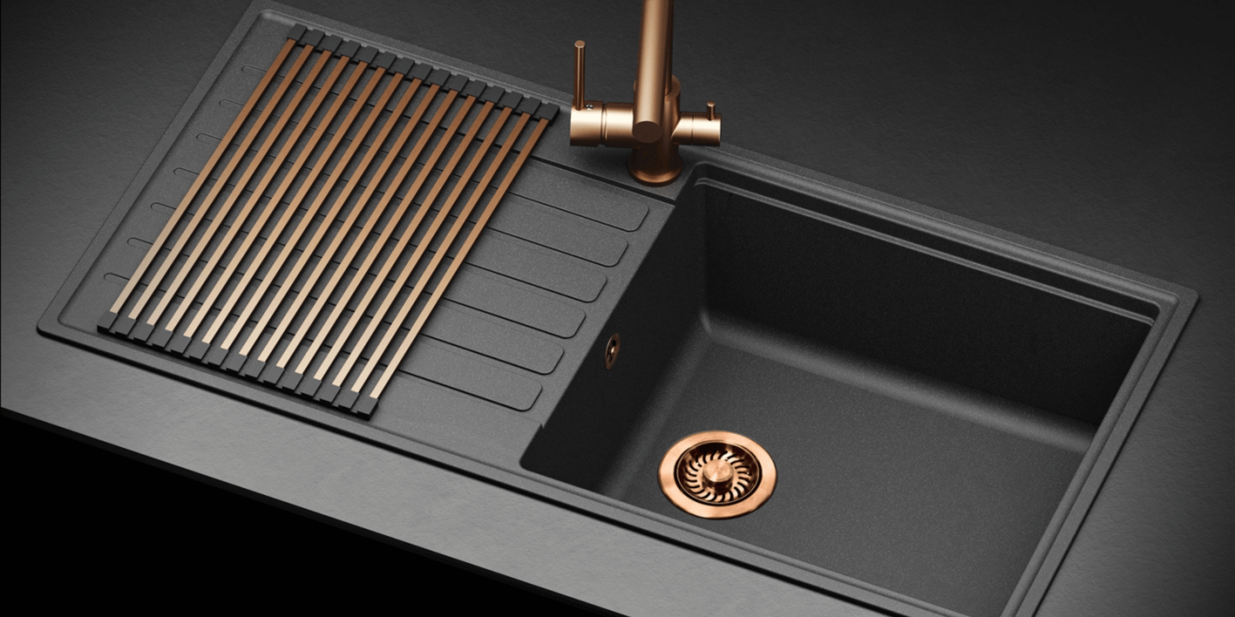 Egouttoir vaisselle rabattable inox cuivre Helika - dessous de plat cuivré, élégant en inox cuivre pour cuisine moderne.