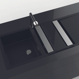 Egouttoir rabattable inox brossé et planche à découper en verre noir