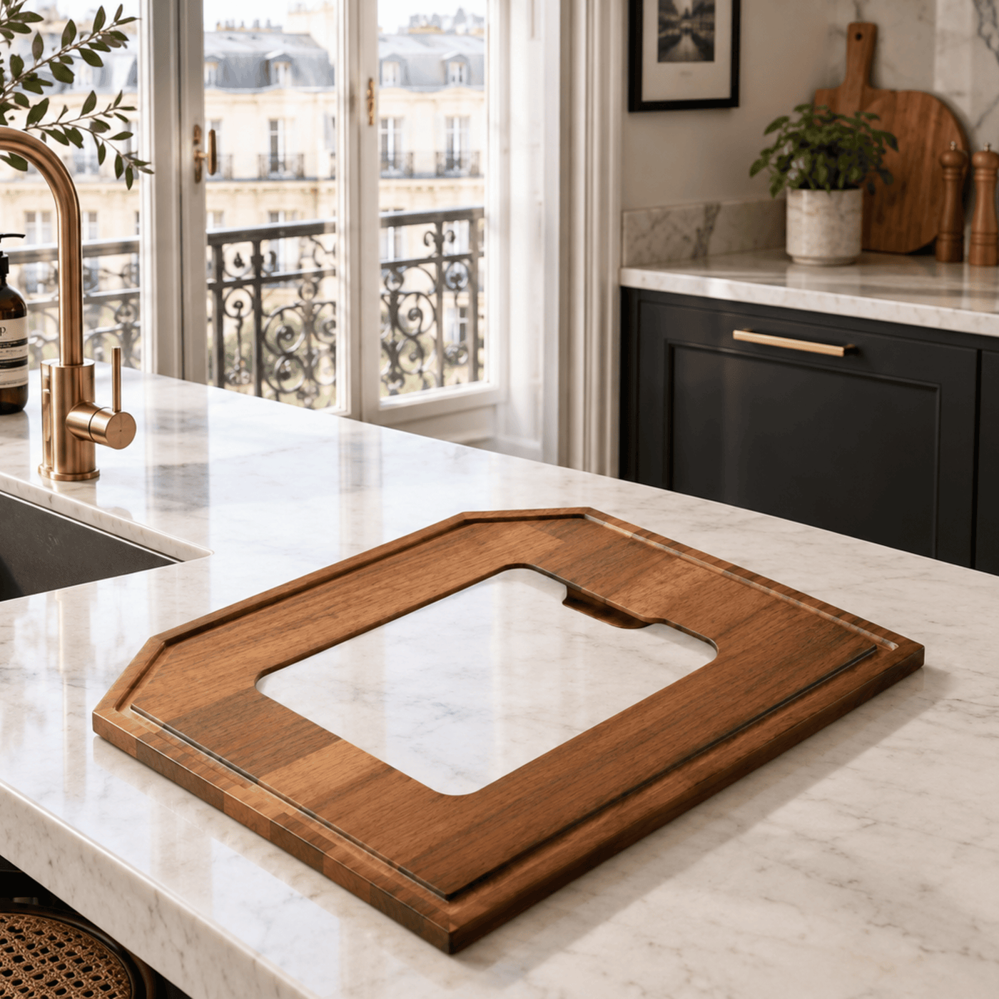 Planche à découper multifonction POLLY en bois iroko