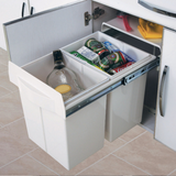 Poubelle cuisine blanc POPPY - poubelle encastrable 2 x 20 litres