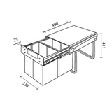 Poubelle cuisine blanc POPPY - poubelle encastrable 2 x 20 litres