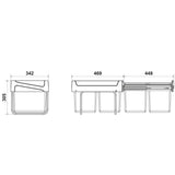 Poubelle cuisine TEMPO - poubelle encastrable 2 x 15 litres