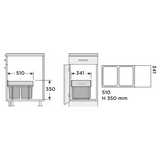 Poubelle cuisine NEXO - poubelle encastrable 2 x 16 litres