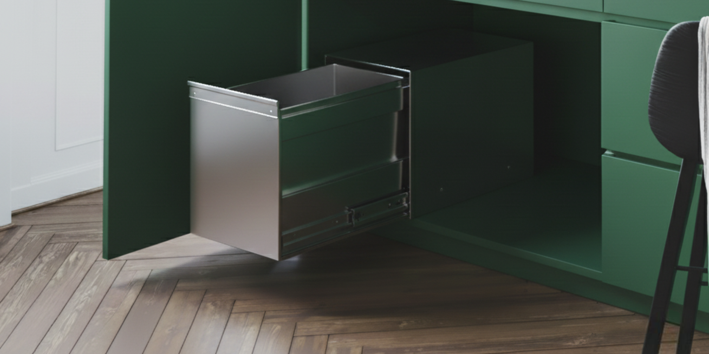 Poubelle cuisine SILKO 18 L, poubelle encastrable inox 1 x 18 L, rangement pratique pour cuisine moderne et épurée.