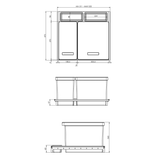 Poubelle cuisine CYCLO 41 L - poubelle de tri 1 x 16 et 1 x 25 litres