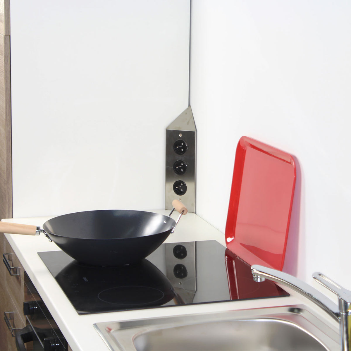 Prise cuisine BRIGHTON - Bloc 3 prises inox brossé