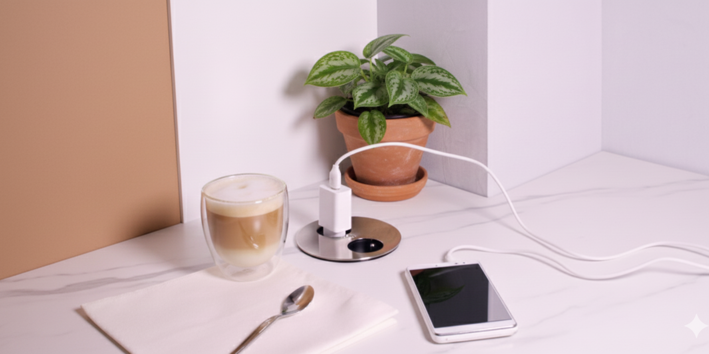 Prise plan de travail ALTON - Bloc 2 prises à encastrer inox pour une cuisine moderne pas cher