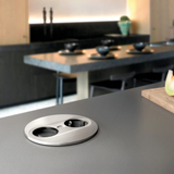 Prise plan de travail ECLIPSE à ouverture automatique - 1 prise + 1 USB-A + 1 USB-C à encastrer inox