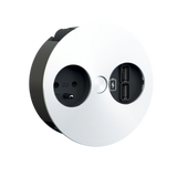 Prise plan de travail DELTA - Multiprise 1 prise + 2 USB-A à encastrer blanc mat