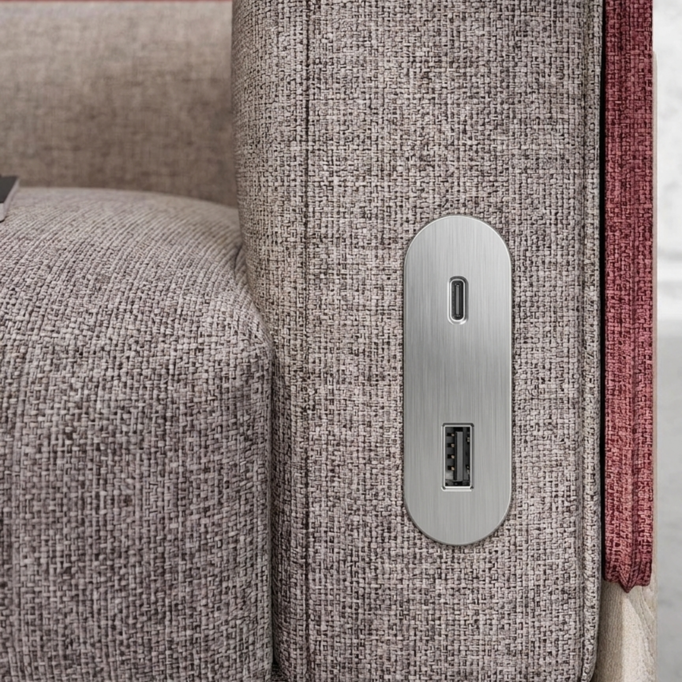 Prise USB murale ARCHEA 1 prise USB C + 1 USB-A - Prise ovale encastrable inox