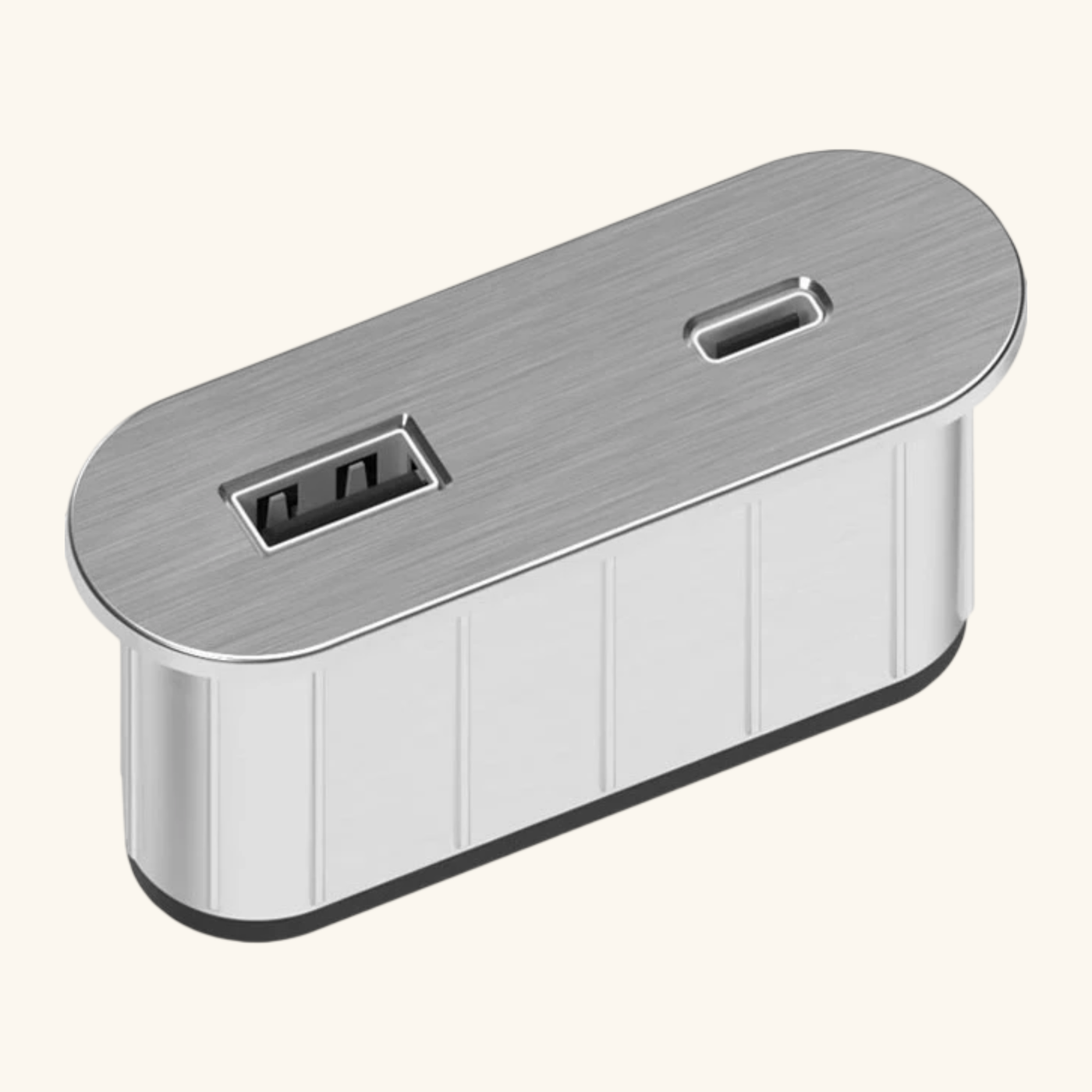 Prise USB murale ARCHEA 1 prise USB C + 1 USB-A - Prise ovale encastrable inox