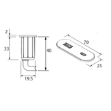 Prise USB murale ARCHEA 1 prise USB C + 1 USB-A - Prise ovale encastrable inox