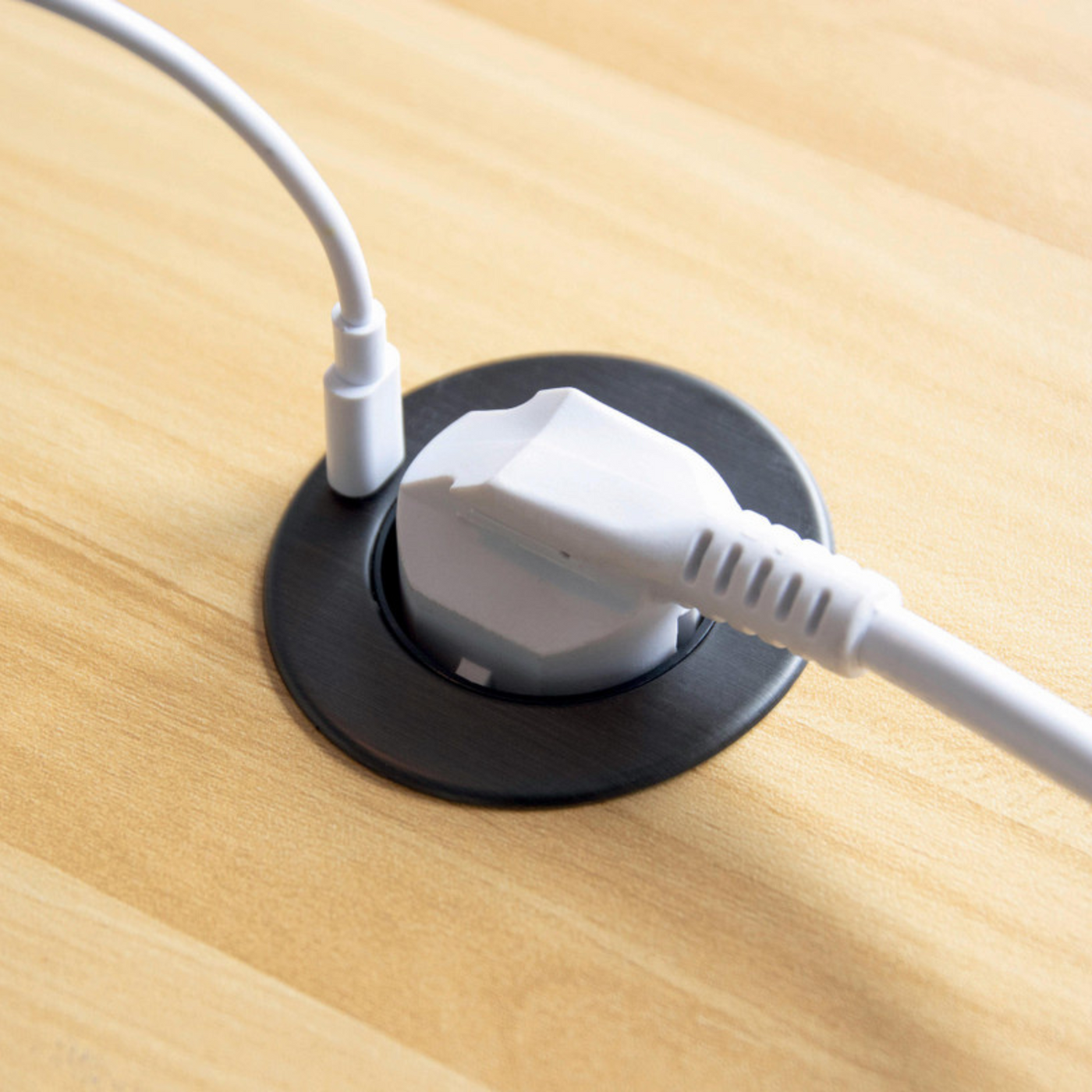 Prise plan de travail HOP - Bloc 1 prise + 1 USB-C + 1 adaptateur USB à encastrer noir pour une cuisine équipée
