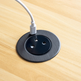 Prise plan de travail HOP - Multiprise 1 prise + 1 USB-C + 1 adaptateur USB à encastrer noir