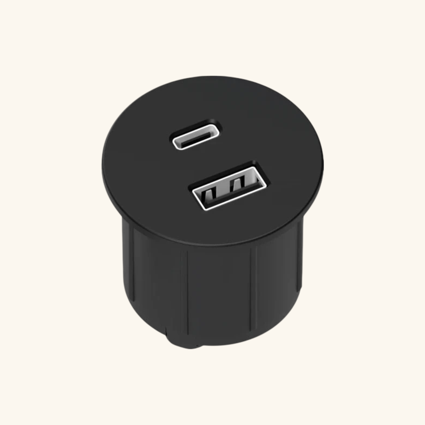 Prise USB murale ARCHEA 1 prise USB C + 1 USB-A - Prise ronde encastrable noir