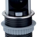 Prise plan de travail SKY - Bloc 3 prises + 2 USB-A rétractable inox et noir