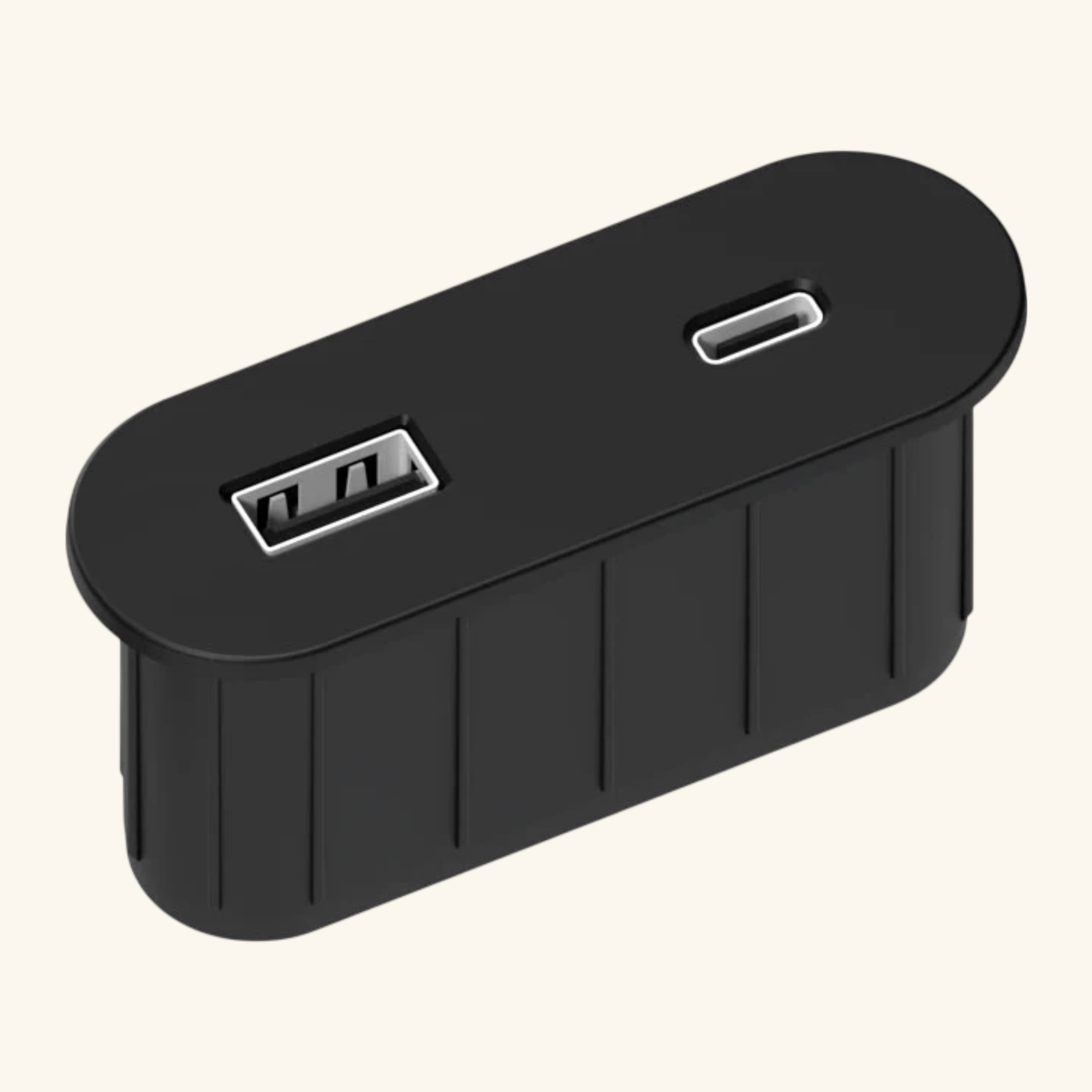Prise USB murale ARCHEA 1 prise USB C + 1 USB-A - Prise ovale encastrable noir