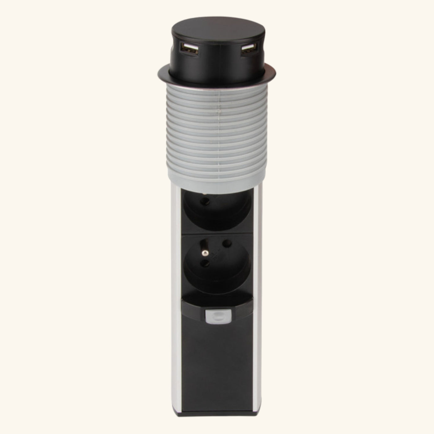 Prise plan de travail SKY - Bloc 3 prises + 2 USB-A rétractable noir