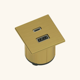 Prise USB murale ARCHEA 1 prise USB C + 1 USB-A - Prise carré encastrable doré
