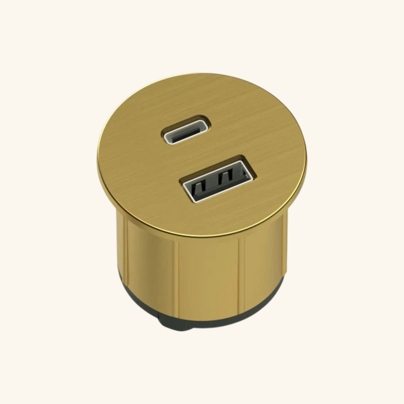 Prise USB murale ARCHEA 1 prise USB C + 1 USB-A - Prise ronde encastrable doré